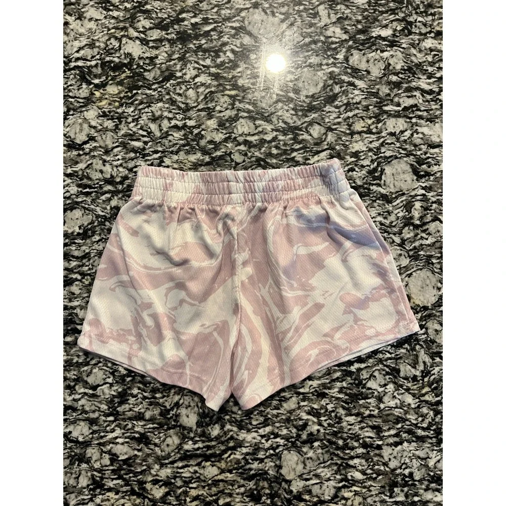 Puma Forever‎ Better Athletic Shorts Girls 6 Pink White Marble Moisture Wicking